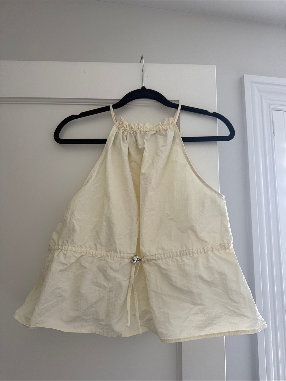 ZARA Small Light Cream Halter Drawstring Women's Top